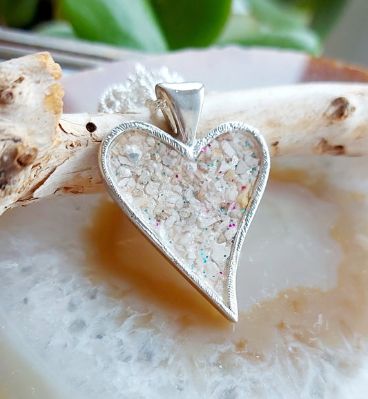 Ashes Memorial Sterling Silver Heart Pendant