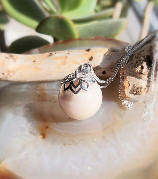 Breastmilk Glass Orb with Sterling Silver and Diamanté Setting